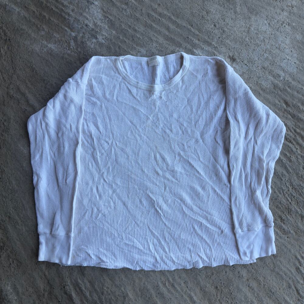 VINTAGE THERMAL WAFFLE KNIT LONGSLEEVE SHIRT WHITE MENS XL 00S